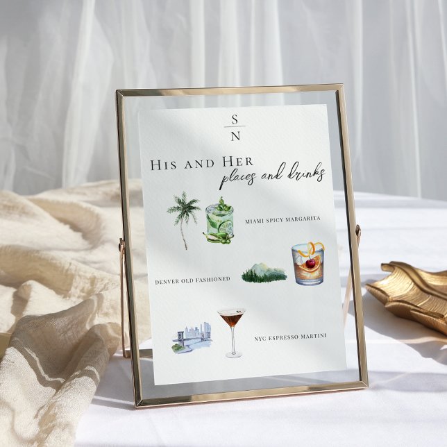 Watercolor | Bride & Groom Signature Drink Menu Invitation (Creator Uploaded)