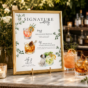 Watercolor Bride & Groom Signature Drink Poster