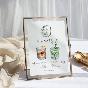 Watercolor Bride & Groom Signature Drink Poster