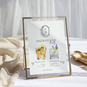 Watercolor Bride & Groom Signature Drink Poster