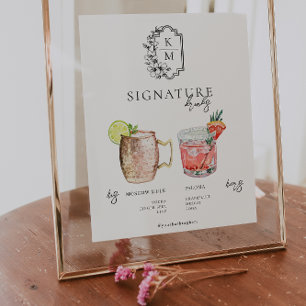 Watercolor Bride & Groom Signature Drink Poster