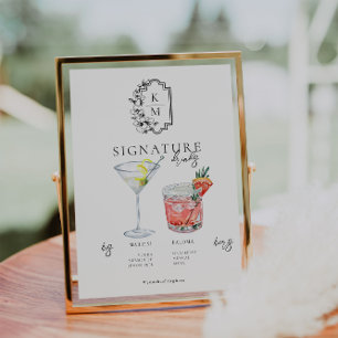 Watercolor Bride & Groom Signature Drink Poster
