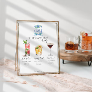 Watercolor Bride & Groom Signature Drink Poster