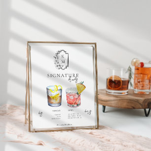 Watercolor Bride & Groom Signature Drink Poster