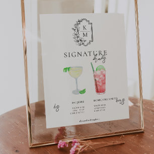 Watercolor Bride & Groom Signature Drink Poster