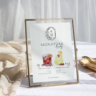 Watercolor   Bride & Groom Signature Drink Poster
