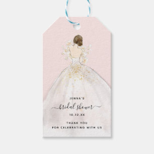 Watercolor Bride in Gown Bridal Shower Invitation  Gift Tags