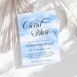 Watercolor Bride Is On Cloud Nine Bridal Shower Invitation