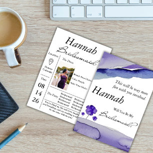 Watercolor Bridesmaid Invitation Periwinkle Violet