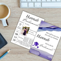 Watercolor Bridesmaid Invitation Periwinkle Violet