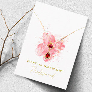 Watercolor Bridesmaid Necklace Display Card
