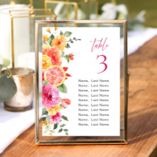 Watercolor Bright Citrus Flower Seating Chart Card