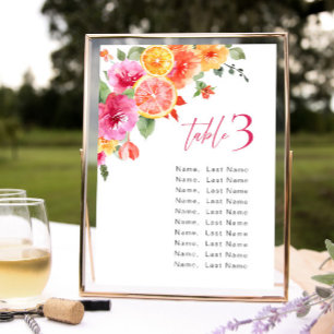 Watercolor Bright Citrus Flower Table Number Cards