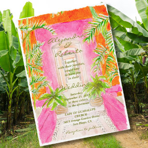 Watercolor Bright Coloured Destination Wedding Invitation