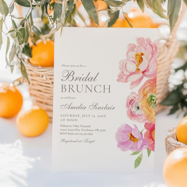 Watercolor Bright Floral Bridal Brunch Invitation (Creator Uploaded)