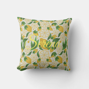 Watercolor Bright Lemon Fruit Personalised  Cushion