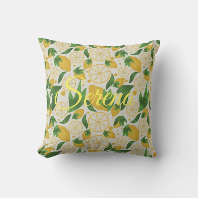 Watercolor Bright Lemon Fruit Personalised  Cushion (Front)