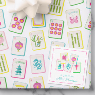 Watercolor Bright Mahjong Tiles Enclosure Card