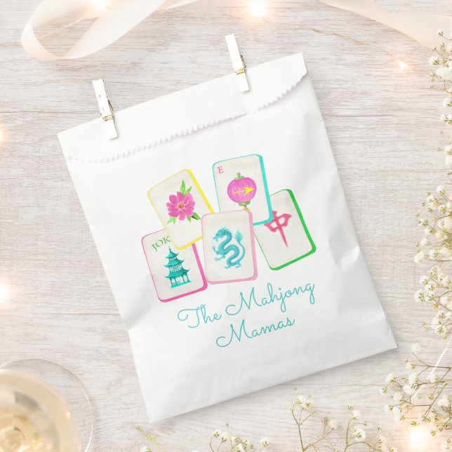 Watercolor Bright Mahjong Tiles Favour Bags (Clipped)