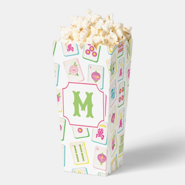 Watercolor Bright Mahjong Tiles Monogram Favour Box (Popped)