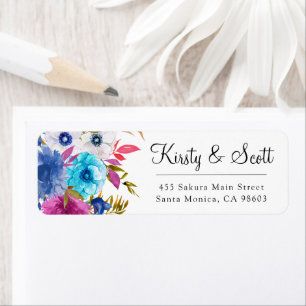 Watercolor Bright Summer Flowers Wedding Address