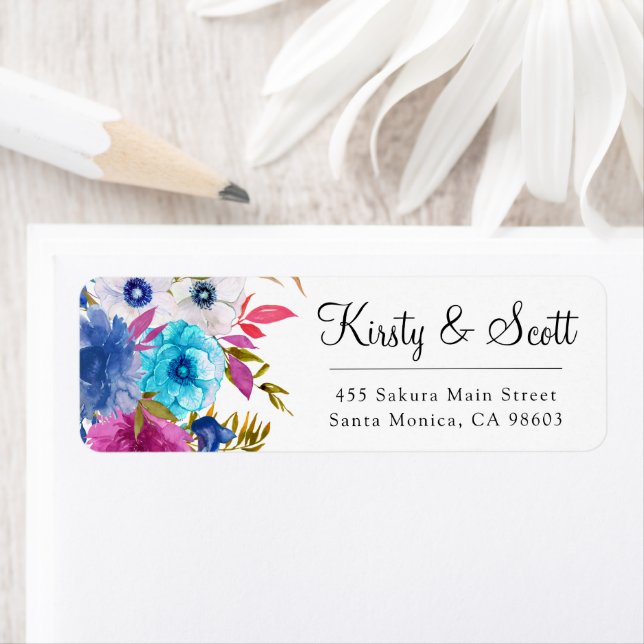 Watercolor Bright Summer Flowers Wedding Address (Insitu)