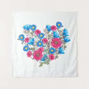 Watercolor bright wildflowers tapestry