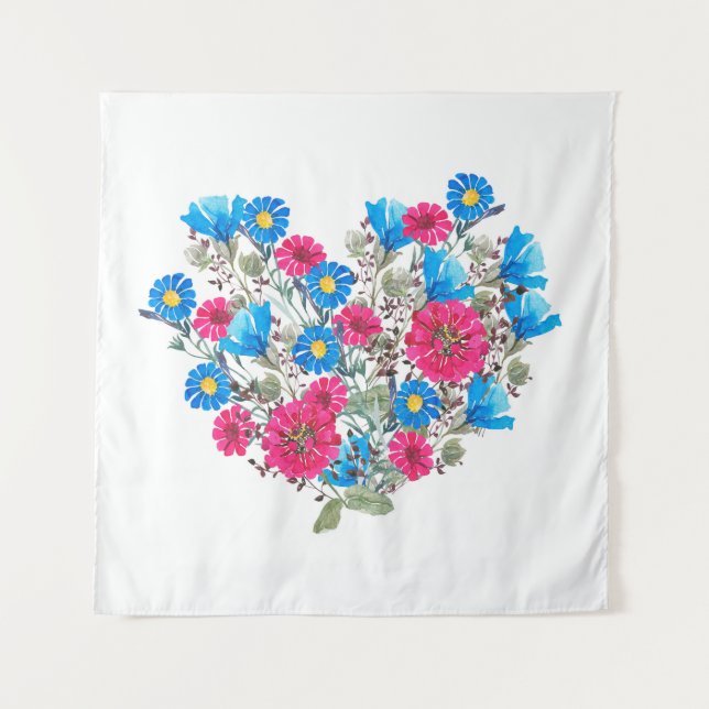 Watercolor bright wildflowers tapestry (Front)