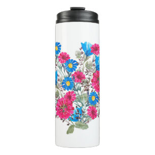 Watercolor bright wildflowers thermal tumbler