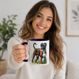Watercolor Brindle Boxer Dog  Mug