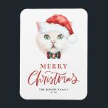Watercolor British Shorthair Cat Santa Christmas Magnet<br><div class="desc">Merry Christmas! Send your holiday wishes to family and friends with this customisable Christmas magnet. It features a watercolor white British Shorthair cat wearing a Santa hat. Personalise this cute Christmas magnet by adding your details. This cat Christmas magnet is available on other cardstock.</div>