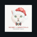 Watercolor British Shorthair Cat Santa Christmas Napkin<br><div class="desc">Merry Christmas! Add a festive accent to your tablescape with these customisable Christmas paper napkins. It features a watercolor British Shorthair cat wearing a Santa hat. Personalise these cute Christmas paper napkins by adding your details. This British Shorthair cat Christmas design is available in other products.</div>