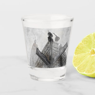 Watercolor Broadway Corner Sign Shot Glass City