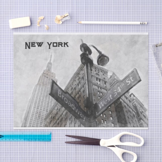 Watercolor Broadway Corner Sign Tissue Paper  (Craft)