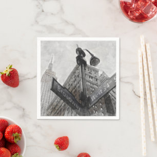 Watercolor Broadway Street Sign Napkins – NYC
