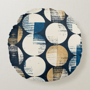 Watercolor Broken Dots, Dyed Effect. Round Cushion