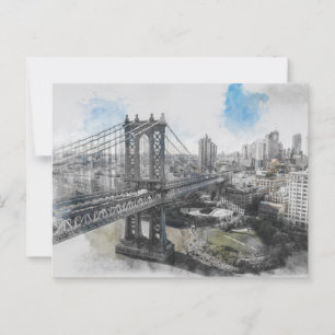 Watercolor Brooklyn Bridge Postcard – New York