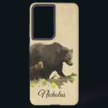 Watercolor Brown Black Mum Dad Bear & Cub Animal  Samsung Galaxy Case<br><div class="desc">Watercolor Brown Black Mum Dad Bear & Cub Animal  nature art</div>