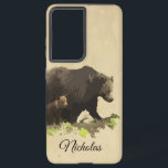 Watercolor Brown Black Mum Dad Bear & Cub Animal  Samsung Galaxy Case<br><div class="desc">Watercolor Brown Black Mum Dad Bear & Cub Animal  nature art</div>