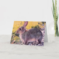 Watercolor Brown Bunny Rabbit Vintage Art