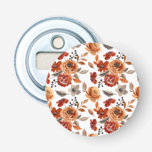 Watercolor Brown Floral Pattern Bottle Opener