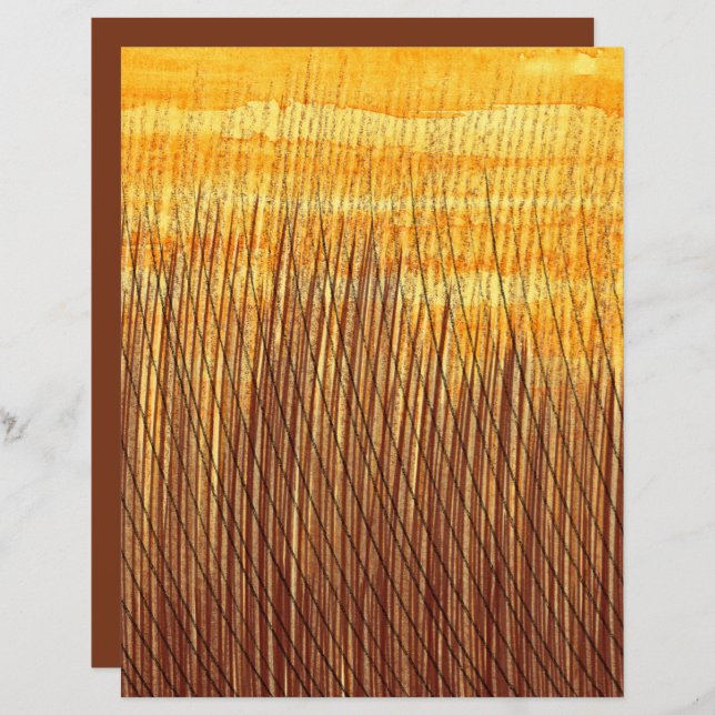 Watercolor Brown Orange Fields Scrapbook Paper (Front/Back)