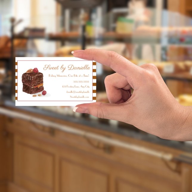Watercolor Brownie Bakery Sweets Business Card (. This watercolor brownie offers a fusion of visual delight as a business card.
)