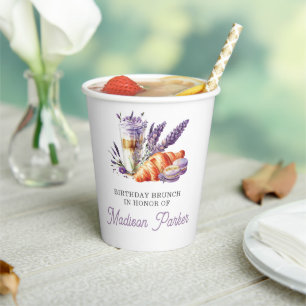 Watercolor Brunch themed Birthday Personalised Paper Cups