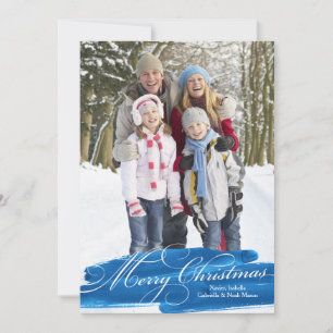 Watercolor Brush Stroke   Blue Holiday Card