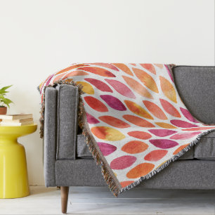 Watercolor brush stroke burst yellow and orange throw blanket