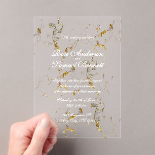 Watercolor Brush Stroke Glitter Acrylic Invitation