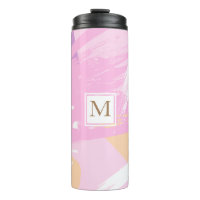 Watercolor Brush Stroke Monogram Thermal Tumbler