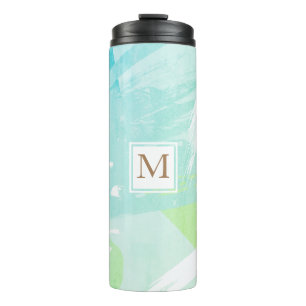 Watercolor Brush Stroke Monogram Thermal Tumbler