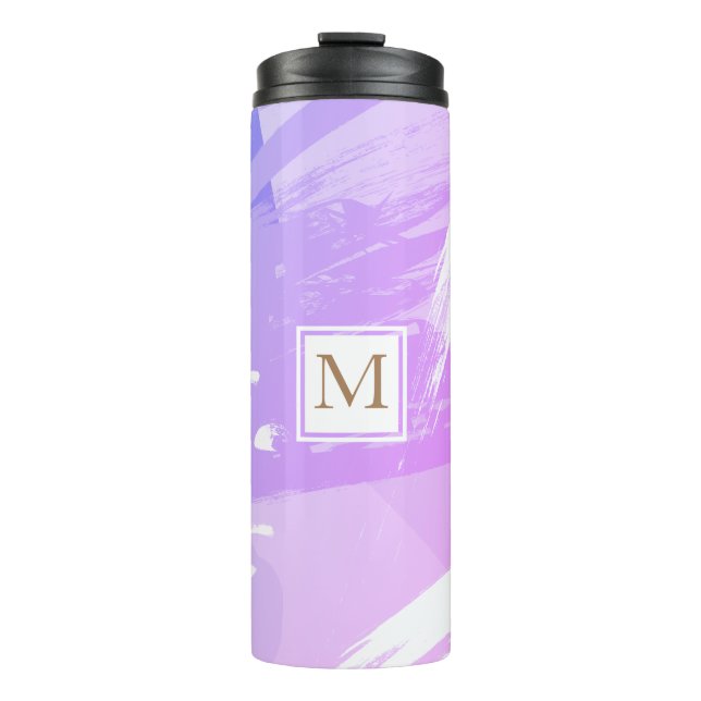 Watercolor Brush Stroke Monogram Thermal Tumbler (Front)